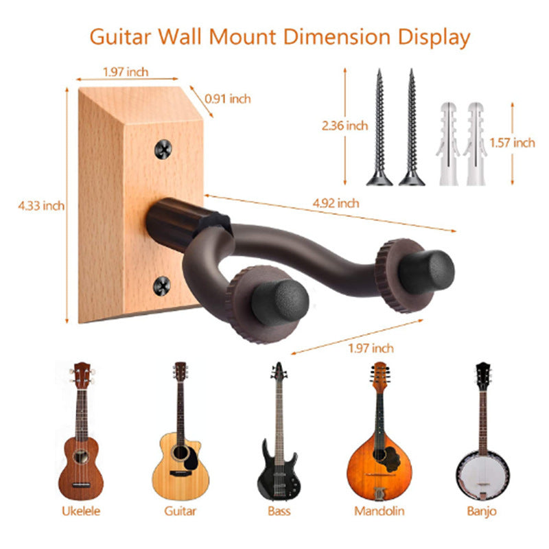 Classical Electric Guitar Wall Hanging Organizing System -Solid Wood Base Hook
