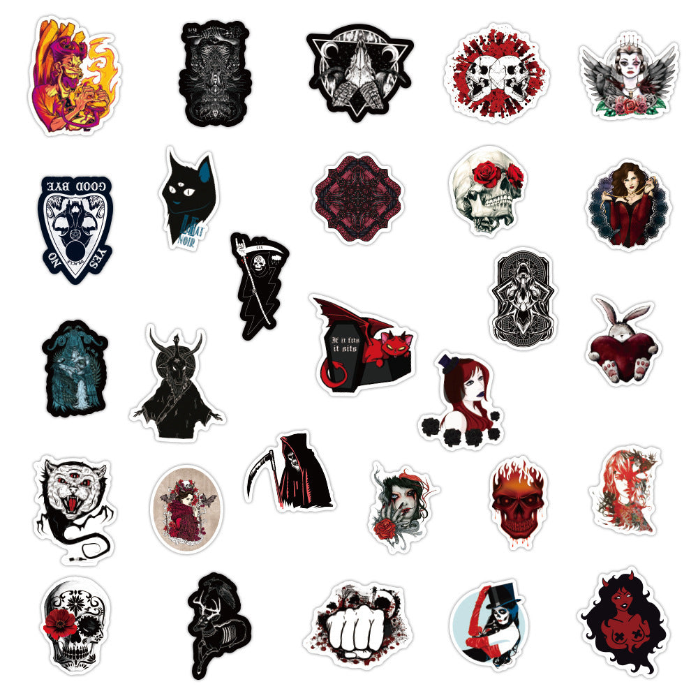 100 Gothic Dark Series Graffiti Stickers - Waterproof, for Water Cups, Trunks, Guitars, Cars