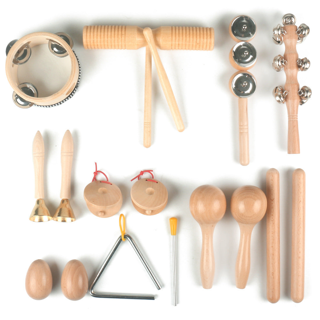 Early childhood education percussion set: sand hammer combination.