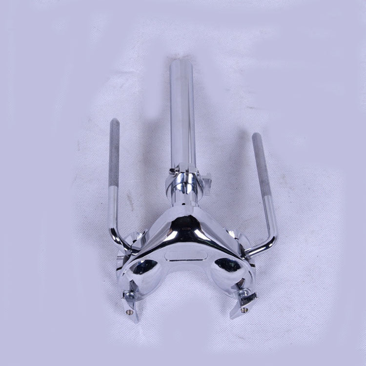 Two metal drum kit stands with water pipe suspension, isolated on a white background.