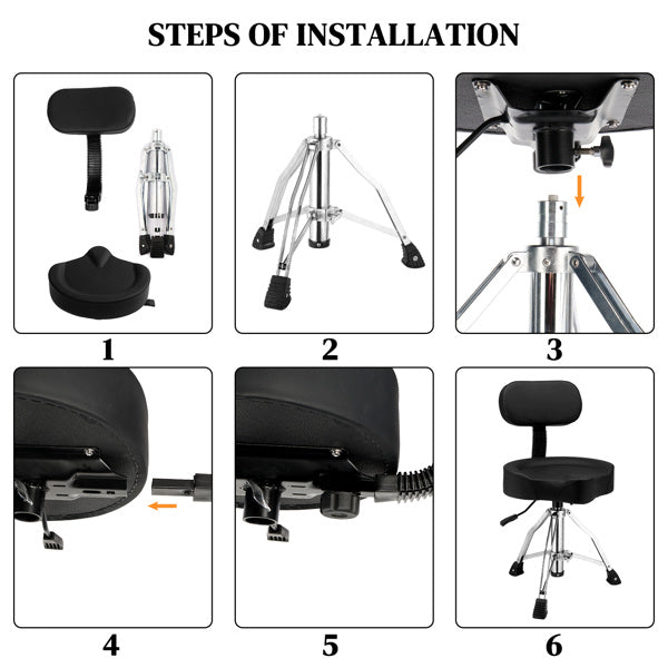 Drum Stool with Hydraulic Function and Back Rest