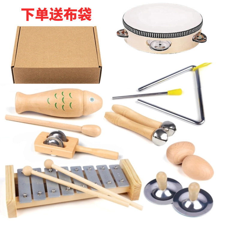 Early childhood education percussion set: sand hammer combination.