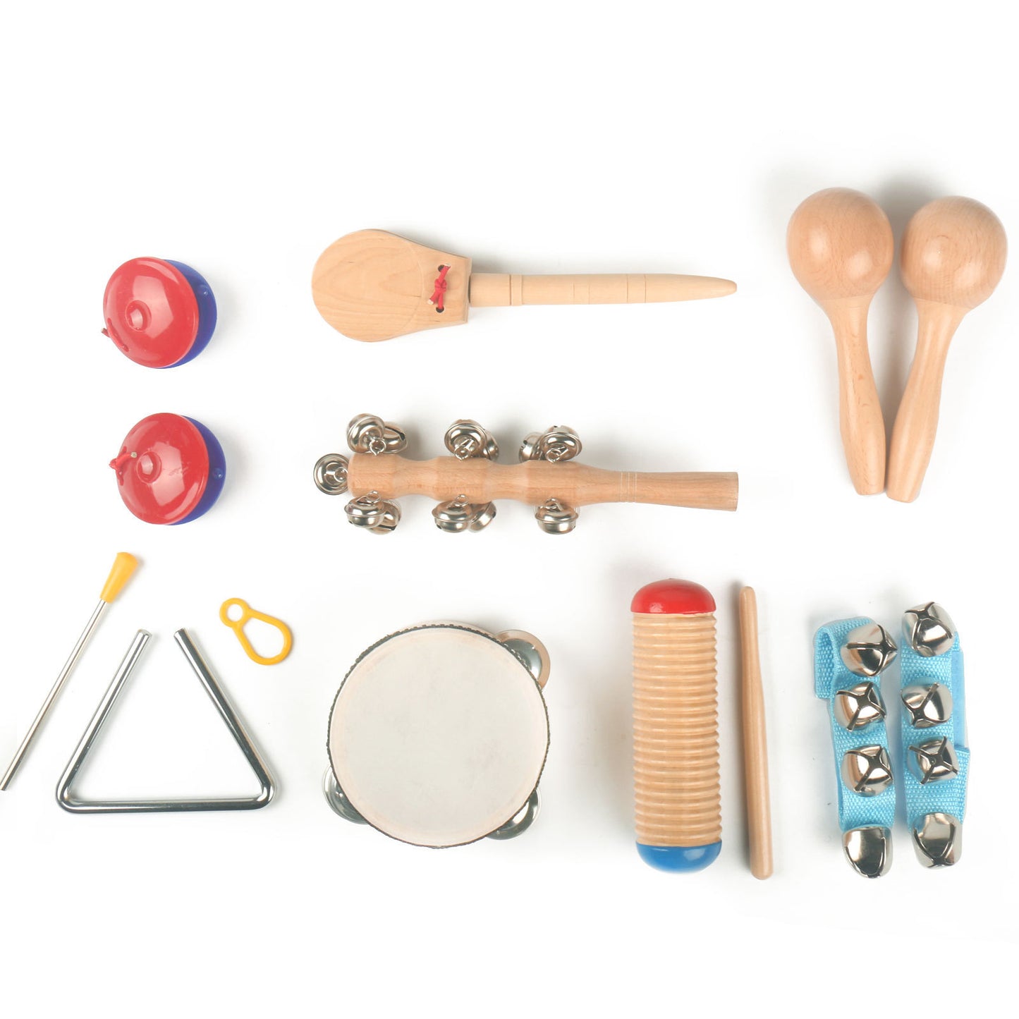 Early childhood education percussion set: sand hammer combination.