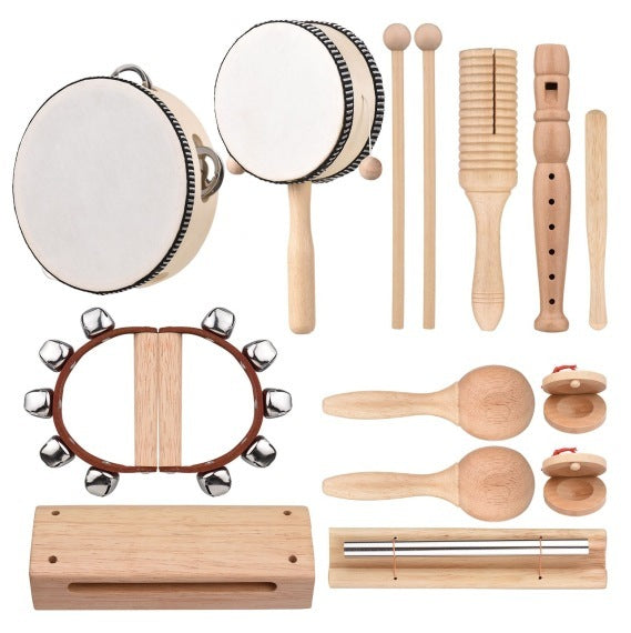 Early childhood education percussion set: sand hammer combination.