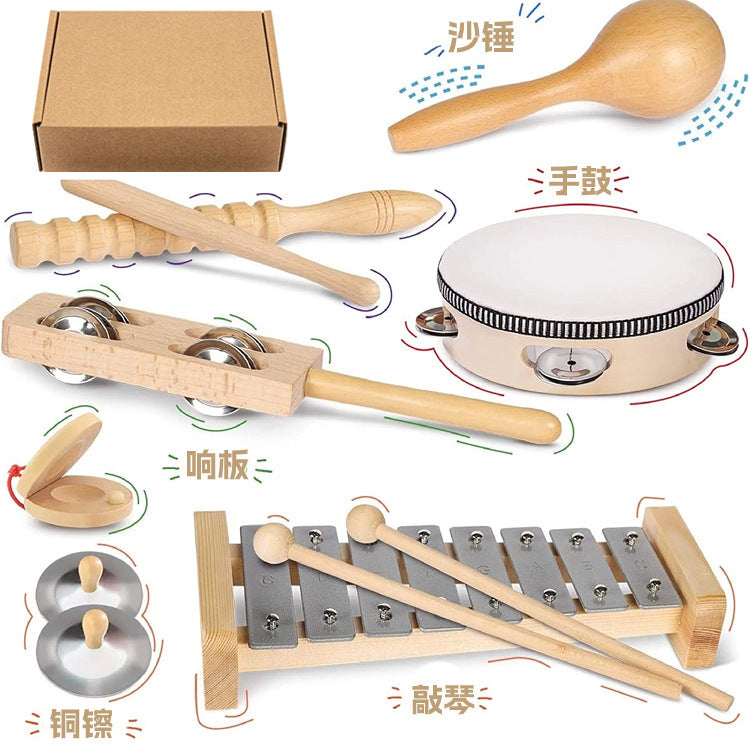 Early childhood education percussion set: sand hammer combination.