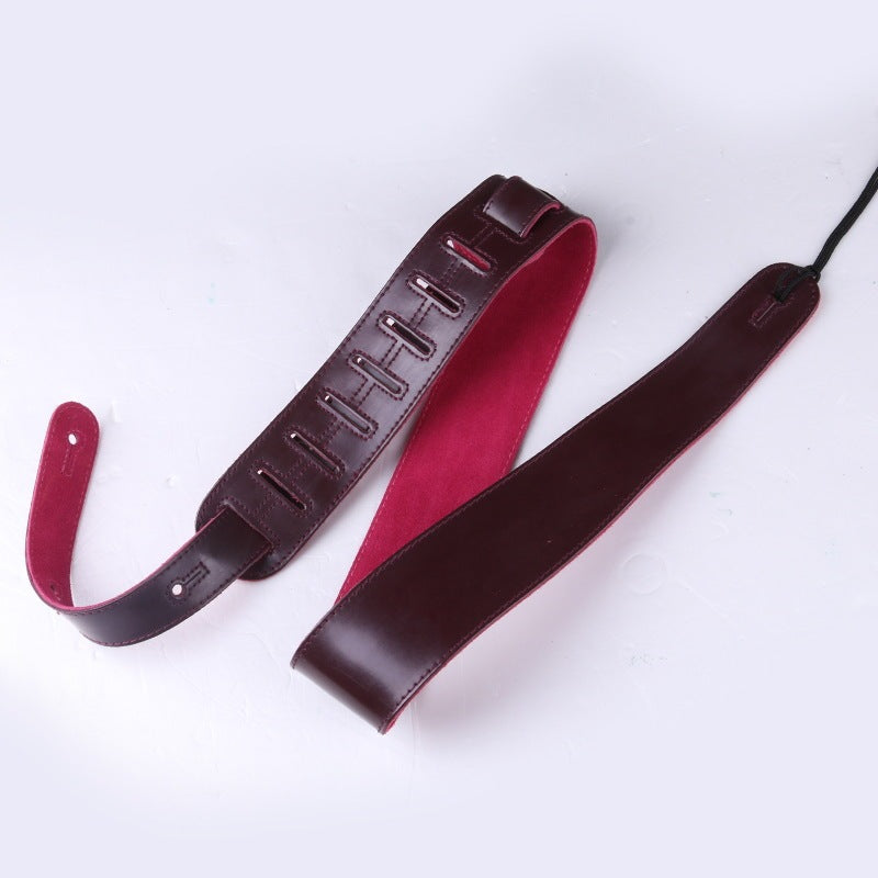 Pure Leather Guitar Strap Widened And Thickened Folk Wood