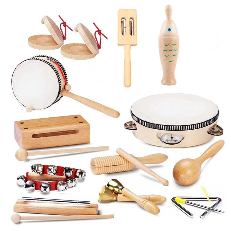 Early childhood education percussion set: sand hammer combination.