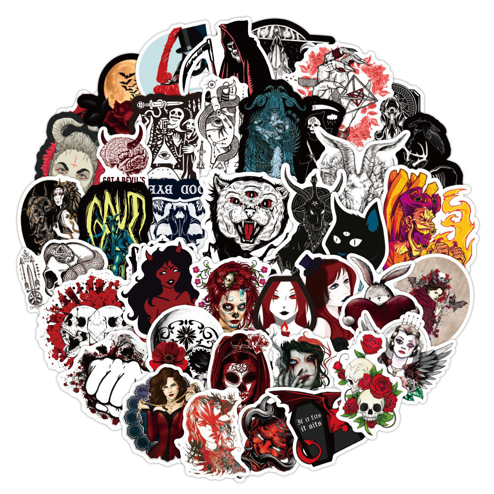 100 Gothic Dark Series Graffiti Stickers - Waterproof, for Water Cups, Trunks, Guitars, Cars