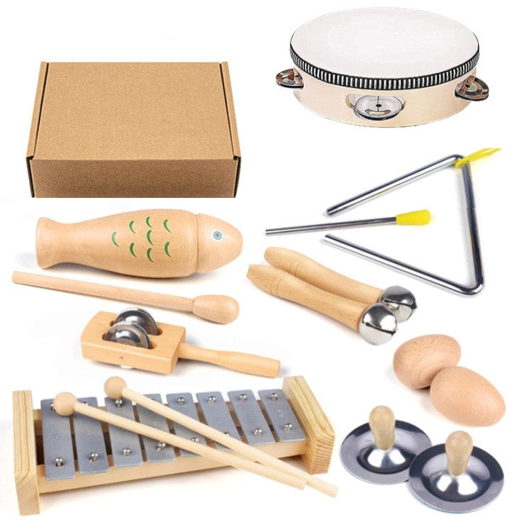Early childhood education percussion set: sand hammer combination.