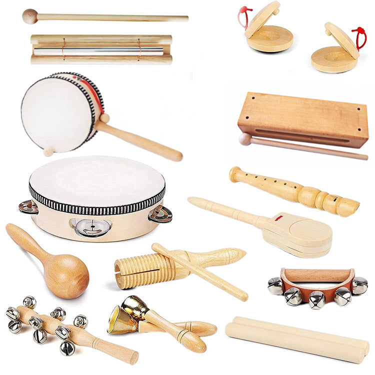 Early childhood education percussion set: sand hammer combination.