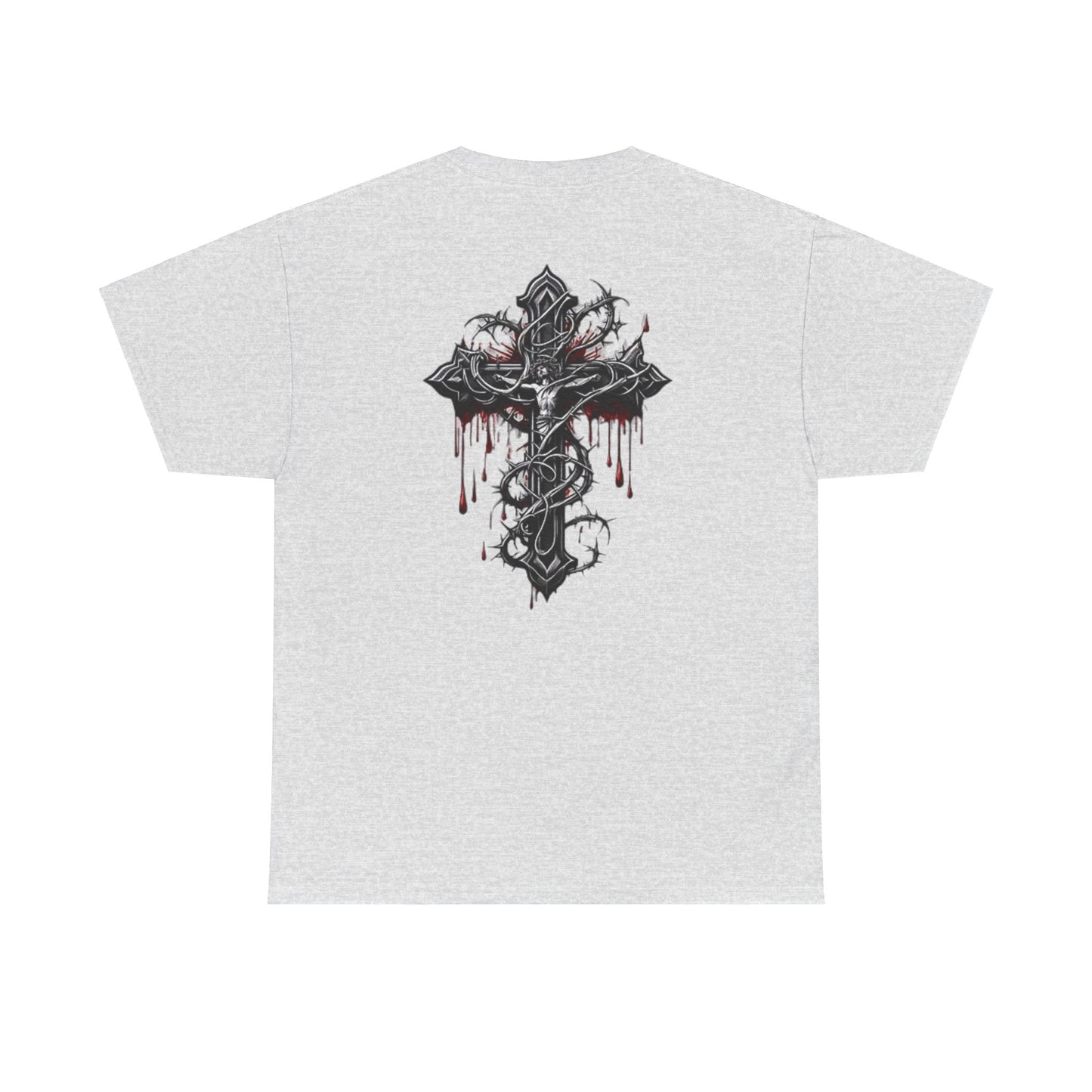 T-Shirt (light gray) Blessed by blood , and Cross T-Shirt