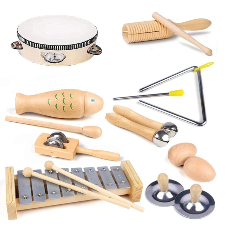 Early childhood education percussion set: sand hammer combination.