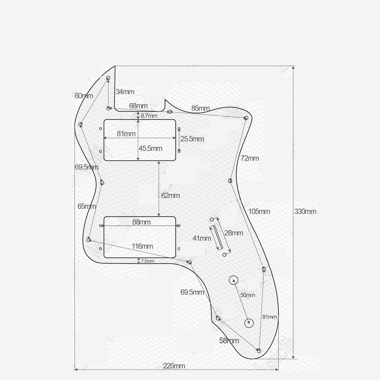 Fender 72 Tele Thinline 12-hole Cartridge Face Guard