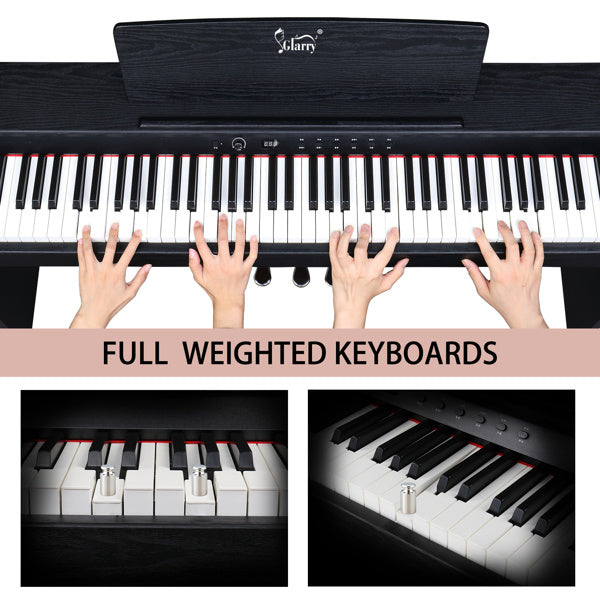 88 Key Standard Weighted Keys - Keyboard, Upright Black Electric Piano, Glarry