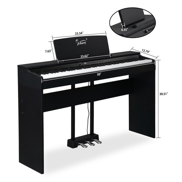 88 Key Standard Weighted Keys - Keyboard, Upright Black Electric Piano, Glarry
