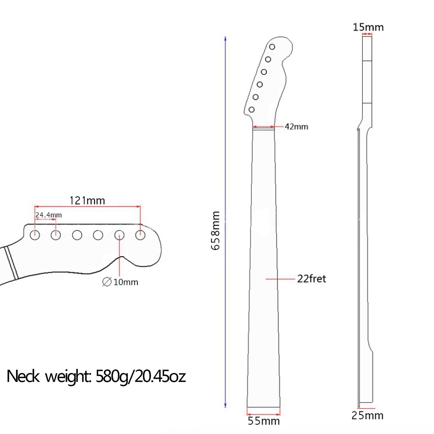 Electric Guitar Neck Maple Fingerboard