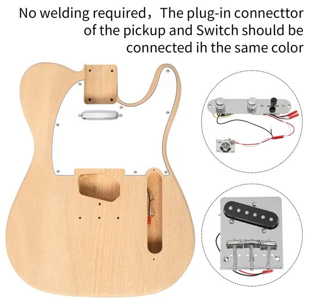 Build Your Own 6 String TELE Style, DIY Electric Guitar Kits With Mahogany Body, Maple Neck And Accessories