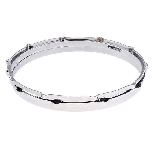 A pair of 14-inch aluminum alloy drum rims for percussion instruments.