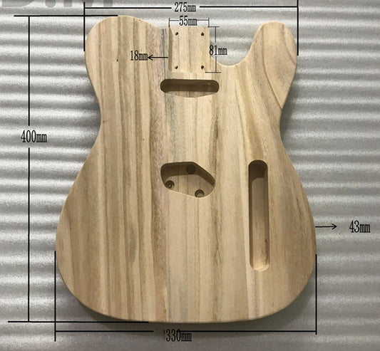 A beige-colored electric guitar body made of maple wood, displayed against a textured background.