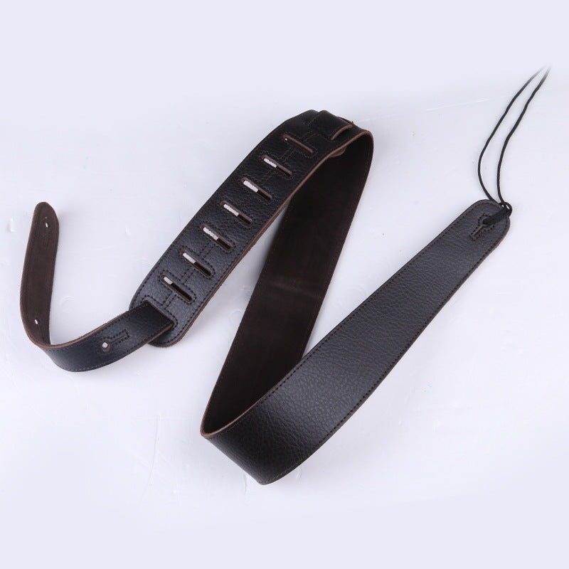 Pure Leather Guitar Strap Widened And Thickened Folk Wood