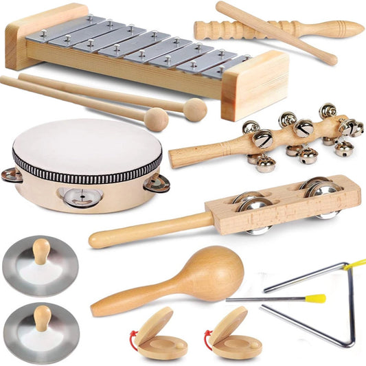 Early childhood education percussion set: sand hammer combination.