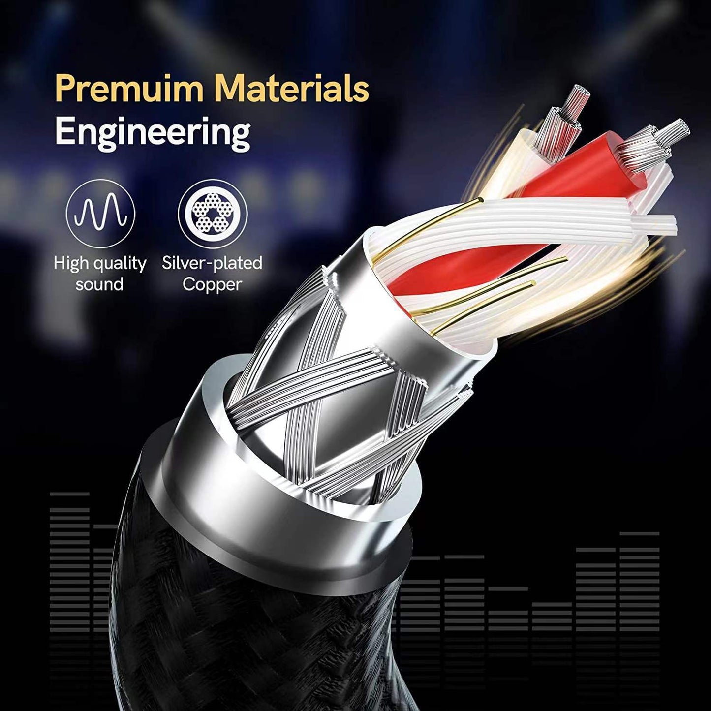 Electric Guitar Amplifier Stereo Sound Cable for Studio and Live Show or Projector and Musical Instruments