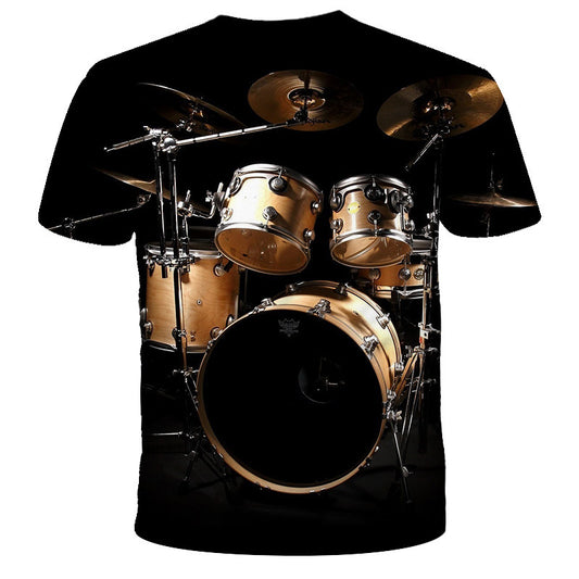 Printed 3D Drum Kit Short Sleeve T-shirt