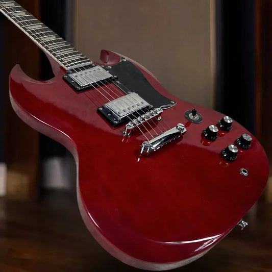Electric Guitar Free Shipping 6 Strings Red SG Double-cutaway Design Lightweight Body Black Plate with Upgrade Accessories Red SG 40 inches