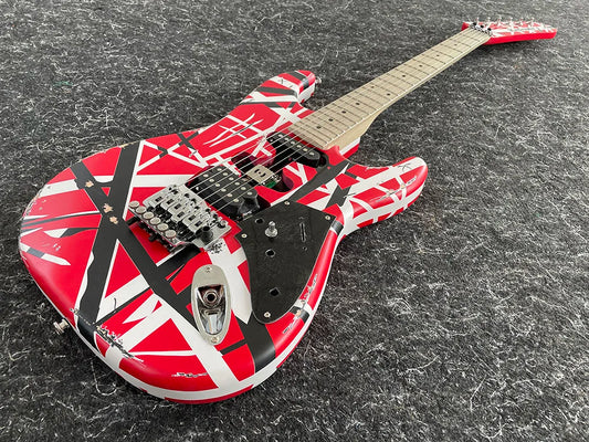 Reprodution of Eddie Van Halen’s I Iconic Electric Guitar with Tremolo Leaning Bridge Pickup,banana long head, Black and White Stripes,High Quality,free shipping 40 inches