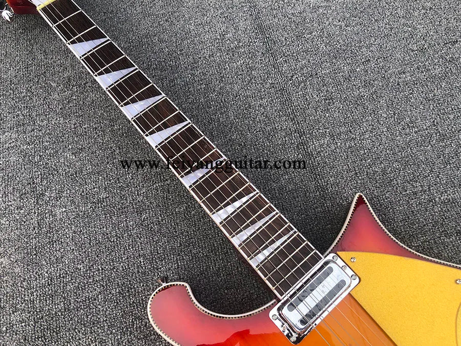 High Quality Electric Guitar with 6Strings, cherry burst Color, Gold Pickguard,2-Piece Pickup, 660, Free Shipping