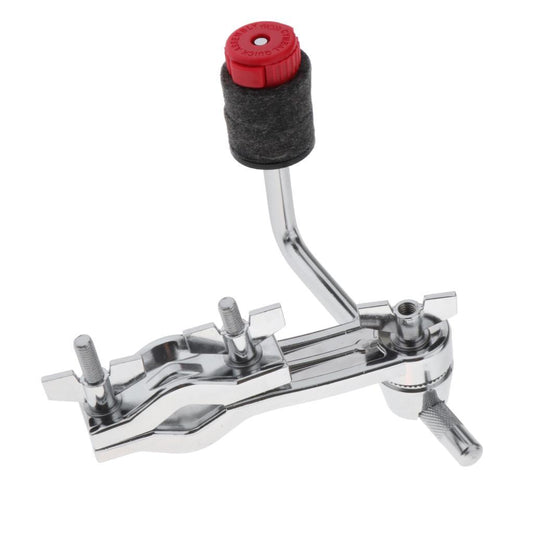 A drum hardware piece with a white electroplated finish, consisting of a clamp and a wiper, typically used on a drum kit.